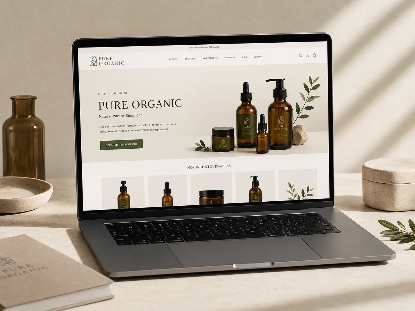 Pure Organic ecommerce and digital design concept